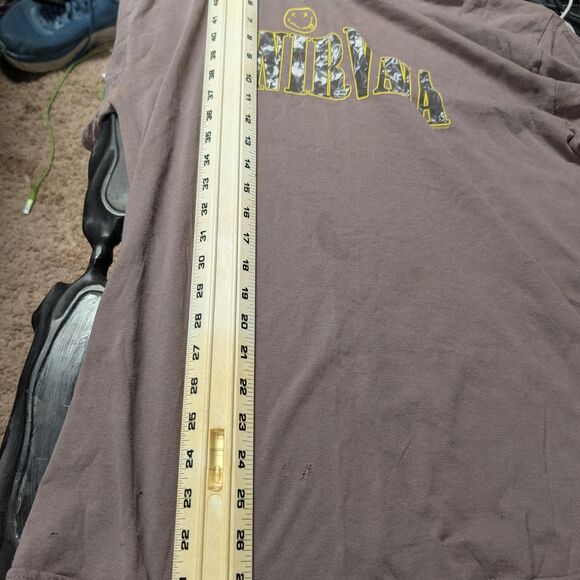 Vintage Nirvana Smiley Face Band Tee 1997 Licensed Men’s Large Brown Distressed - Picture 7 of 8